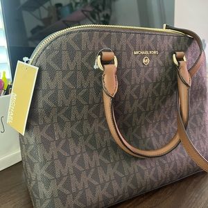 Michael Kors Cindy Dome Satchel Crossbody Brown